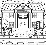 School Building Colouring Pages For Kids sketch template
