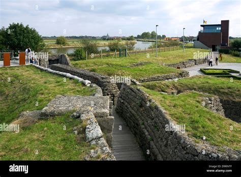 The WW1 Trench of Death / Dodengang along the river IJzer / Yser at Diksmuide / Dixmude, West ...