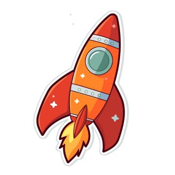 Cartoon Rocket Sticker On A White Background Clipart Vector, Rocket Ship, Sticker, Cartoon PNG ...
