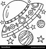 Ufo Spaceship coloring Page For Kids Royalty Free Vector sketch template