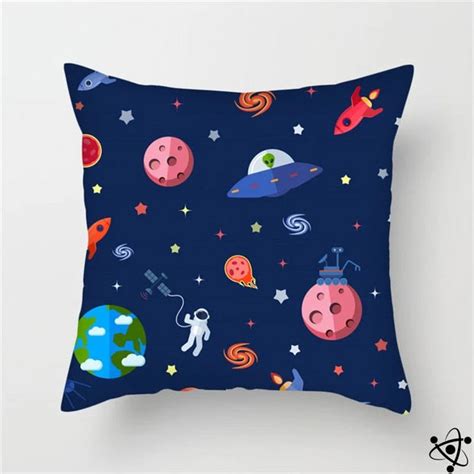 Space Exploration Cartoon Style Cushion Cover | Science Decor