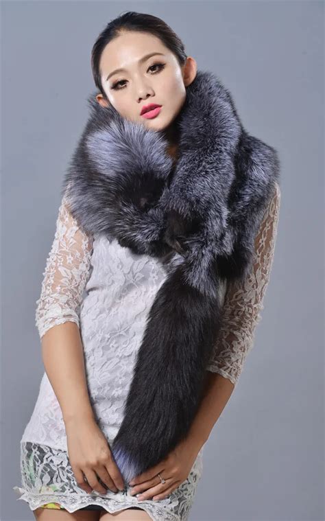 Aliexpress.com : Buy Women Winter Scarf Real Fox Fur Scarf Natural ...