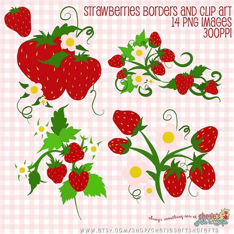 Strawberry Clip Art Strawberry Digital Borders Digital