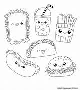 Kawaii fast food Coloring Page  Free Printable Pages sketch template