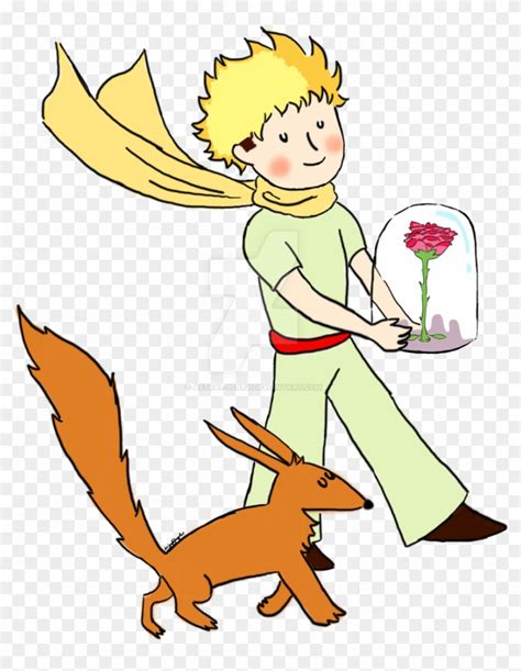 The Little Prince With His Rose And Fox By Astral - Little Prince Rose Fox - Full Size PNG ...