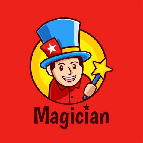 cartoon Magician holding magic star wand logo design 5013499 Vector Art at Vecteezy