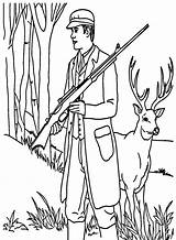 Hunter With Deer Coloring Page  Free Printable Pages sketch template