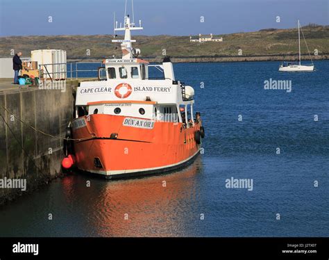 Cape Clear Island ferry boat in harbour, Baltimore, County Cork ...