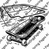 Skateboard In A Skate Park Coloring Page  Pages AI sketch template
