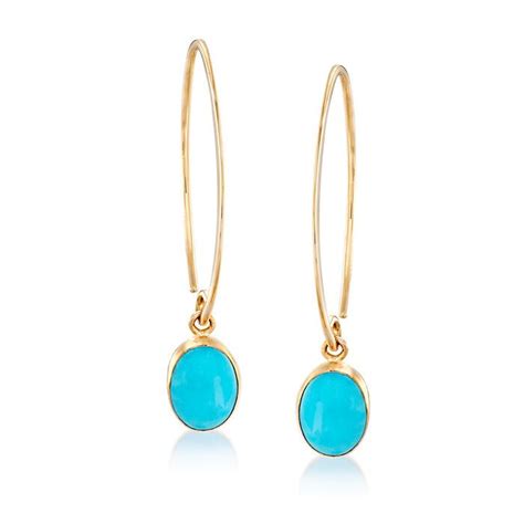 Turquoise Drop Earrings in 14kt Yellow Gold | Ross-Simons | Turquoise drop earrings, Drop ...