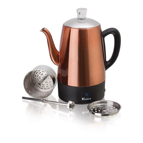 Euro Cuisine Kitchen Electric Percolator 8 Cup Stainless Steel Copper Finish New | eBay