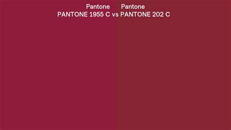 Pantone 1955 C vs PANTONE 202 C side by side comparison