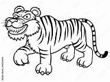 Illustration Of Cartoon tiger  Coloring book Stock Vector Adobe sketch template