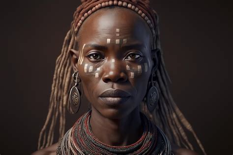 Premium Photo | Portrait of woman from dogon tribe west africa ai generated art