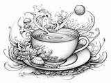 Serene Tea Cup Coloring Page  sketch template