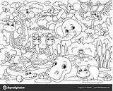 Cartoon Zoo Animals Coloring Pages sketch template