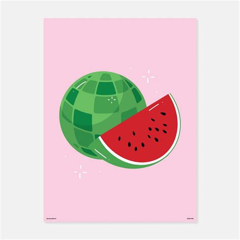 Disco Ball Watermelon Print by Ruby Roller Art - Red / 9 x 12 in 2024