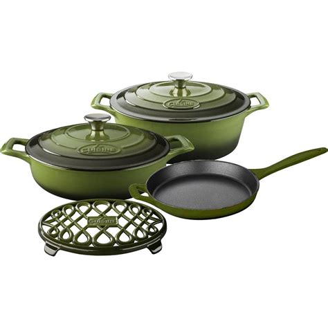 La Cuisine PRO 6-Piece Enameled Cast Iron Cookware Set with Saute, Skillet and Oval Casserole ...