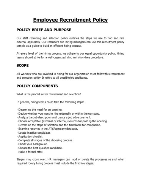 Employee Policies - download free documents for PDF, Word and Excel