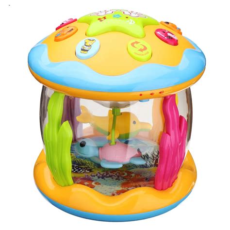 Kids Puzzled Ocean Hand Drums Baby Kids Musical Toys Drum Rattles Toy Light Acousto optic ...