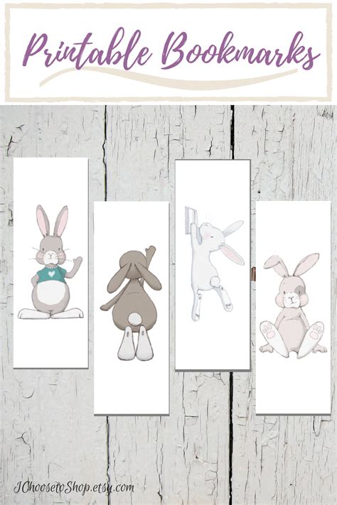 Printable Bunny Bookmarks, Set of Eight Bookmarks Celebrate Easter while marking your spot in ...