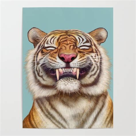 Smiling Tiger Poster by tutu - 18" X 24" in 2021 | Tiger poster, Metal art prints, Smile drawing