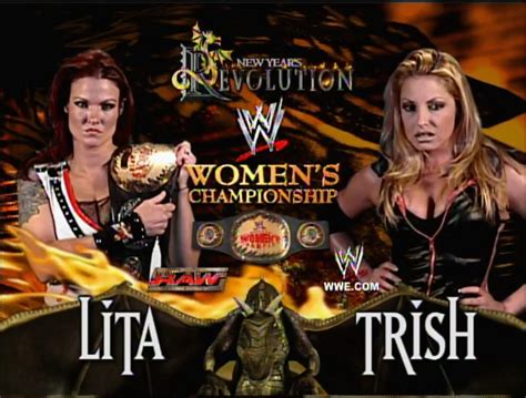 Lita vs. Trish Stratus New Year's Revolution 2005 : r/WWEMatchGraphics