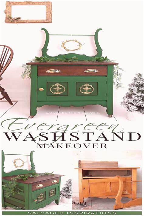 Dixie Belle Paint Evergreen Washstand Salvaged Inspirations Furniture Makeover DIY Belle Dixie ...