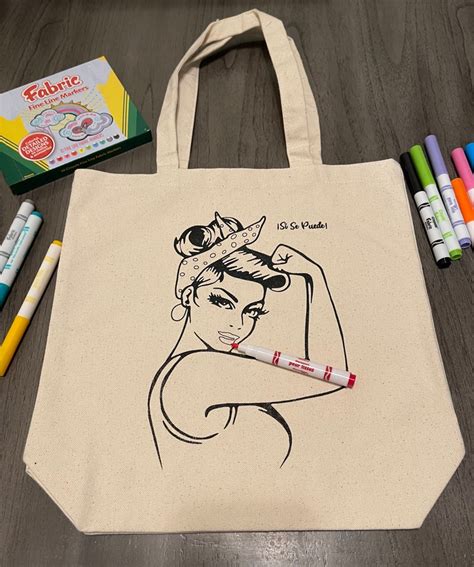 Si Se Puede Coloring Tote Bag Canvas Coloring Bag Canvas - Etsy