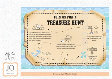 Treasure Hunt / Scavenger Hunt Themed Treasure Map Invitation