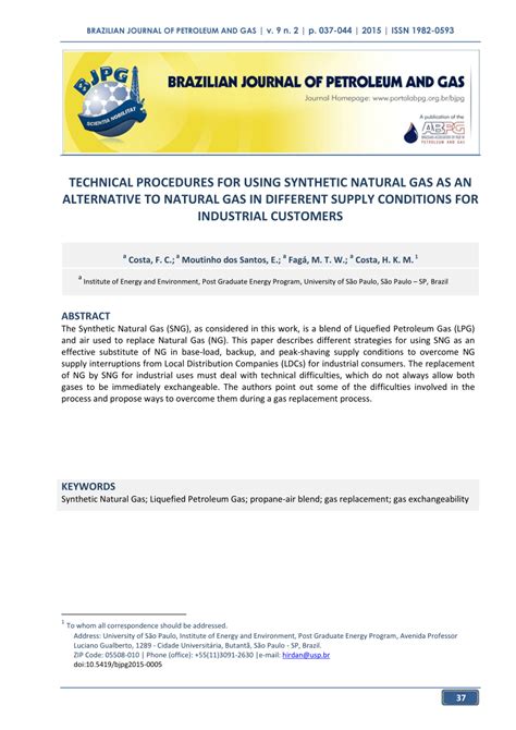 (PDF) TECHNICAL PROCEDURES FOR USING SYNTHETIC NATURAL GAS AS AN ...