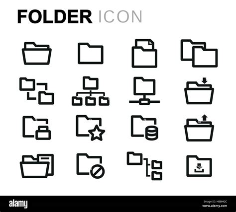 Vector line folder icons set Stock Vector Image & Art - Alamy