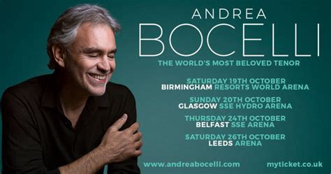 Andrea Bocelli Tickets UK Tour 2019 | Uk tours, October glasgow, Glasgow