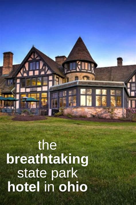 a large house with the words, the breathtaking state park hotel in ohio
