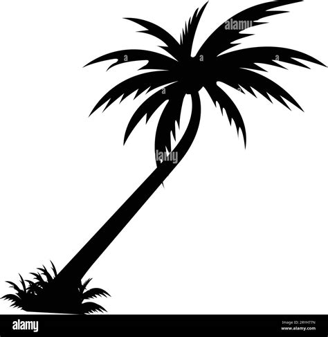 Tropical palm tree and leaf silhouette. Black palm tree. Design of palm trees for posters ...