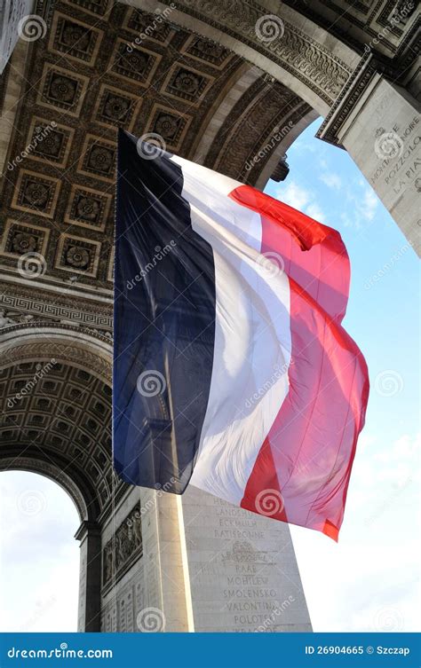 French Flag Flying Under Arc De Triomphe Stock Image - Image of paris, flag: 26904665