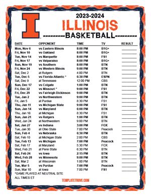 2023-2024 College Basketball Schedules - Big Ten