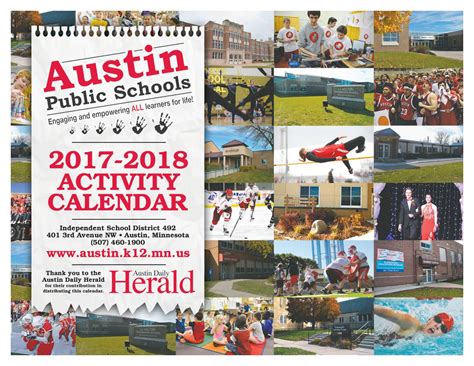 Austin Public Schools 2017-18 Calendar by Austin Daily Herald - Issuu