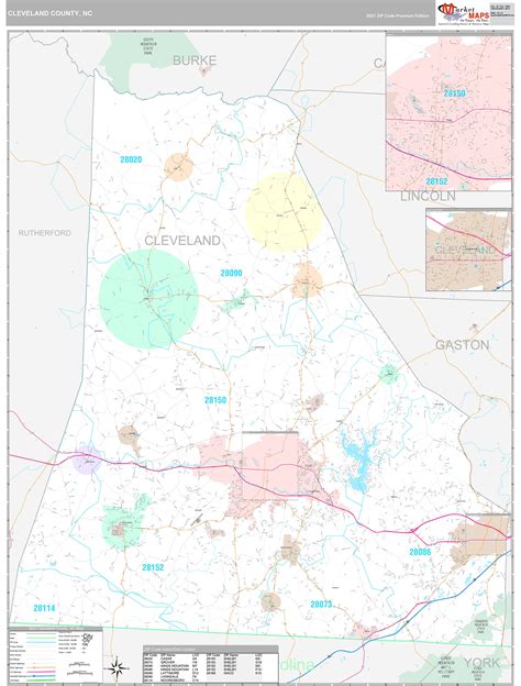 Cleveland County, NC Wall Map Premium Style by MarketMAPS - MapSales