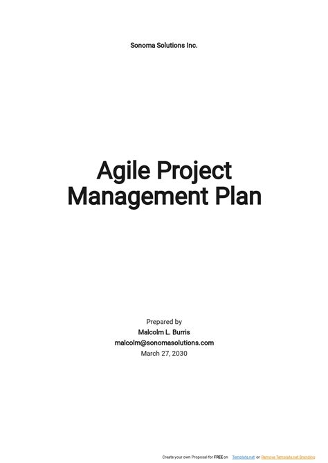 Agile Project Plan Template Word