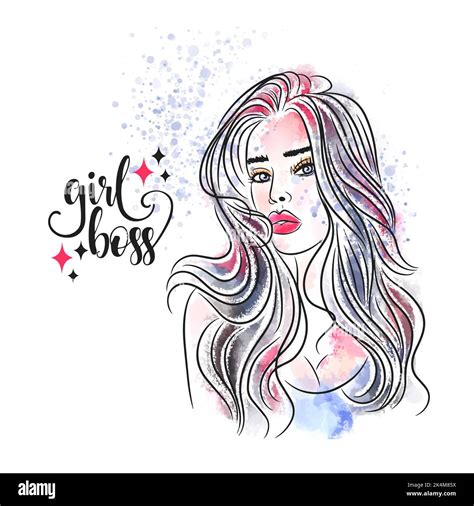 Boss girl, handwritten quotes, lovely girl, watercolor Stock Vector Image & Art - Alamy