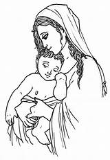 Mother Mary And Jesus Coloring Page  Free Printable Pages For sketch template