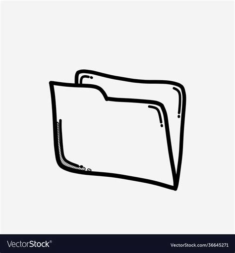 Folder icon drawing sketch hand drawn line eps10 Vector Image