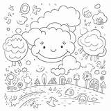 Cloudy Day Coloring Pages sketch template