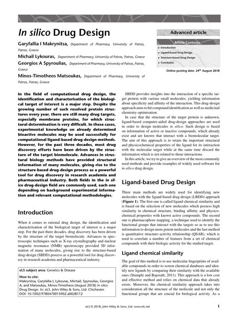 (PDF) In silico Drug Design