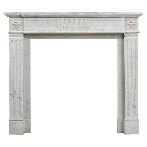 Antique Carrara White Marble Fireplace at 1stDibs