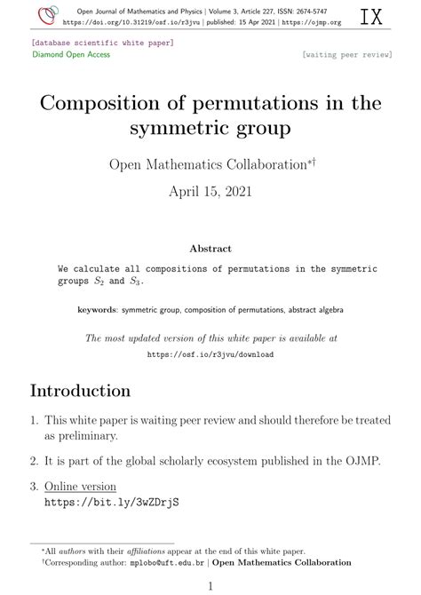 (PDF) Composition of permutations in the symmetric group