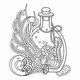 Bottle With A Magic Potion Coloring Page Stock Vector  Illustration sketch template