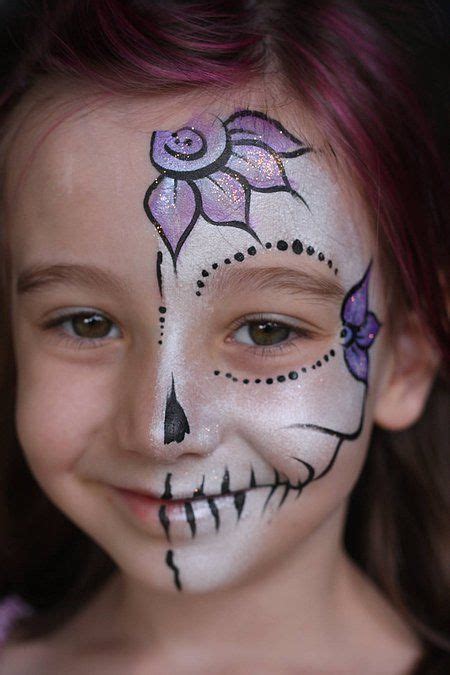 skeleton face paint child girl - Google Search #facepaintingideas | Face painting halloween ...