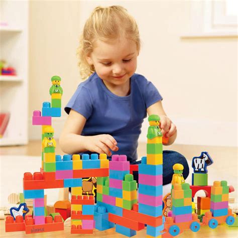 Dimple Large Building Blocks for Kids (225-Piece Set) Stackable, Multi-Colored, Interlocking ...